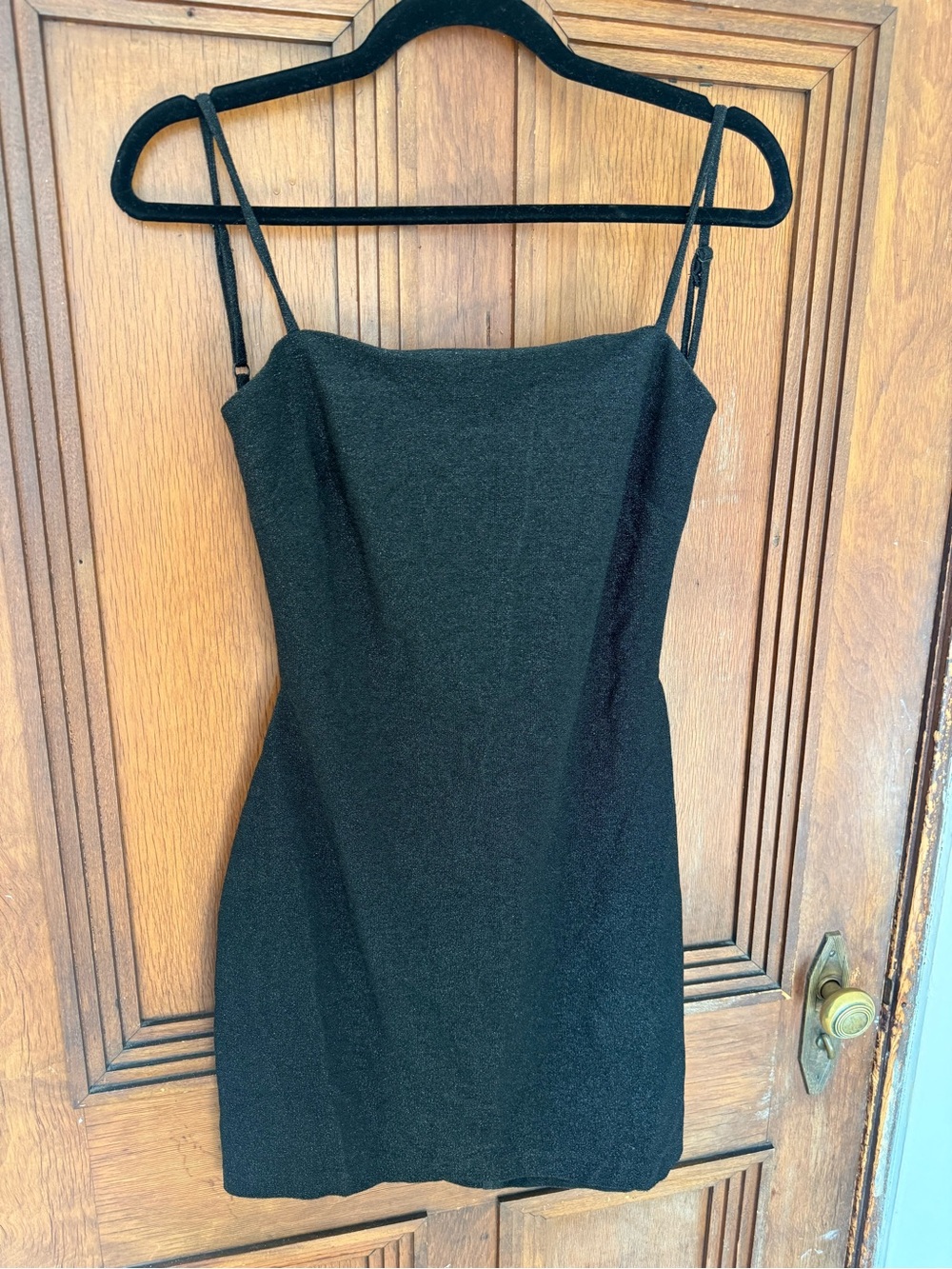 Love Squared Black Backless Spaghetti-Strap Mini Dress